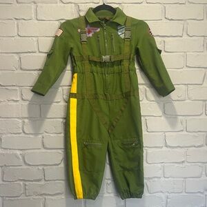 Kids Green Flight Suit Costume size 4